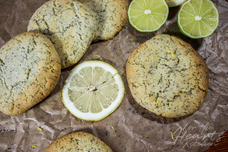 Vegane Limetten-Zitronen Mohn Soft Cookies
