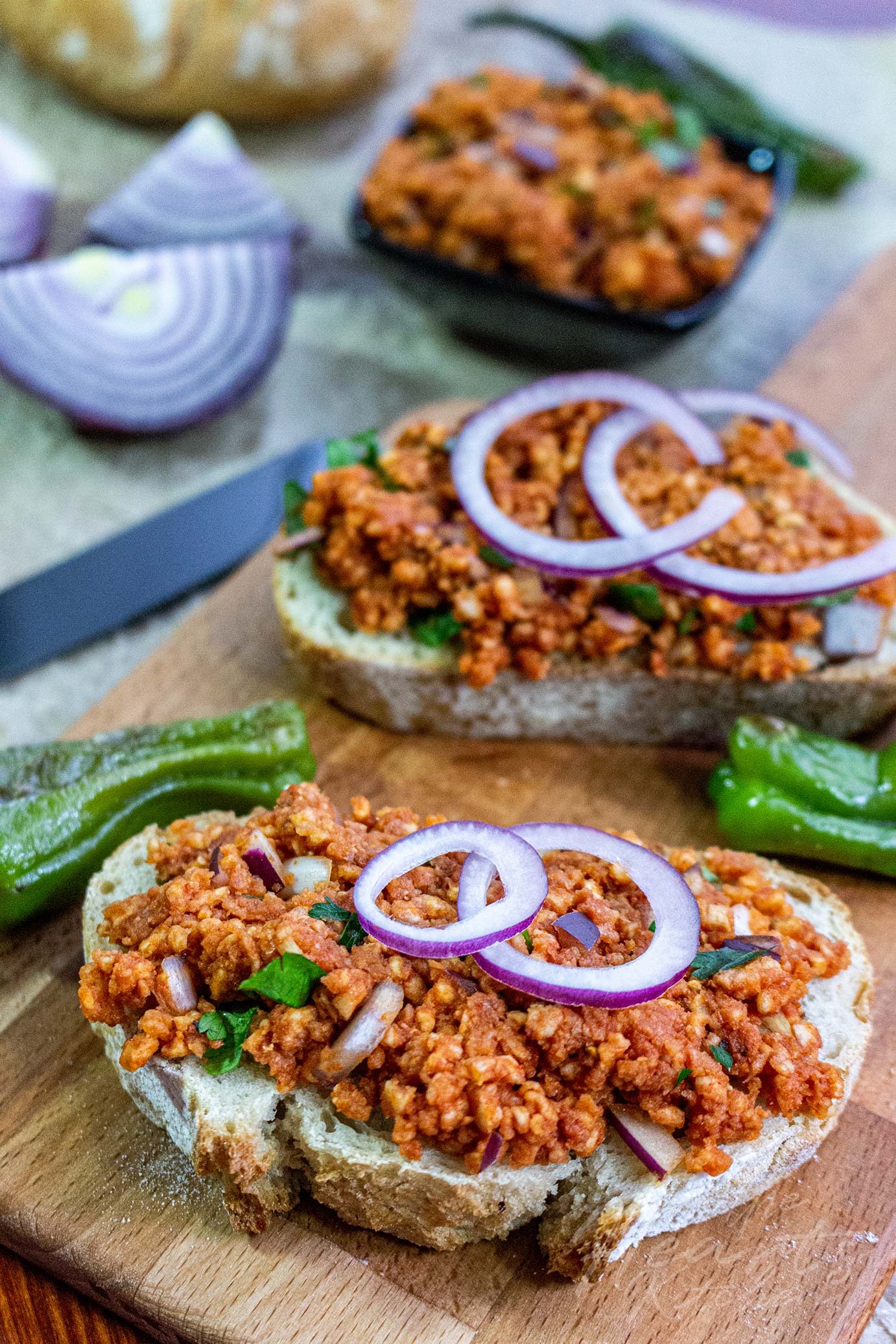 Paprika Reiswaffel Mett