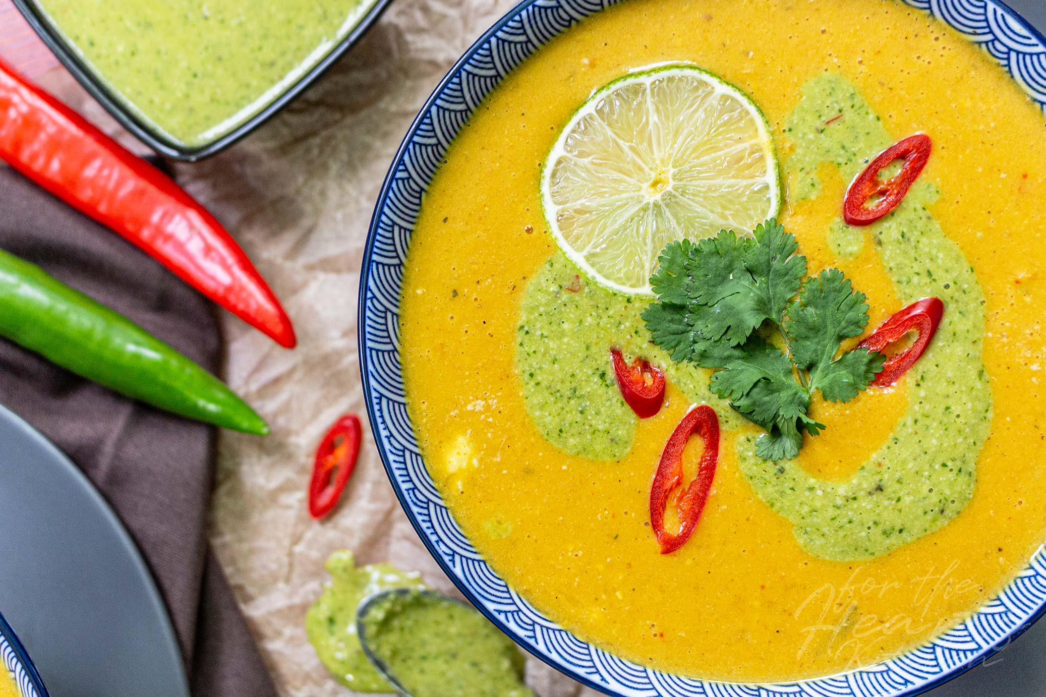 Mais Kokos Orangensuppe Mit Koriander Walnuss Pesto For The Hearts Kitchen Die Kuche Mit Herz Von Christian Schafer Kreative Einfache Vegane Rezepte Fur Jeden Tag