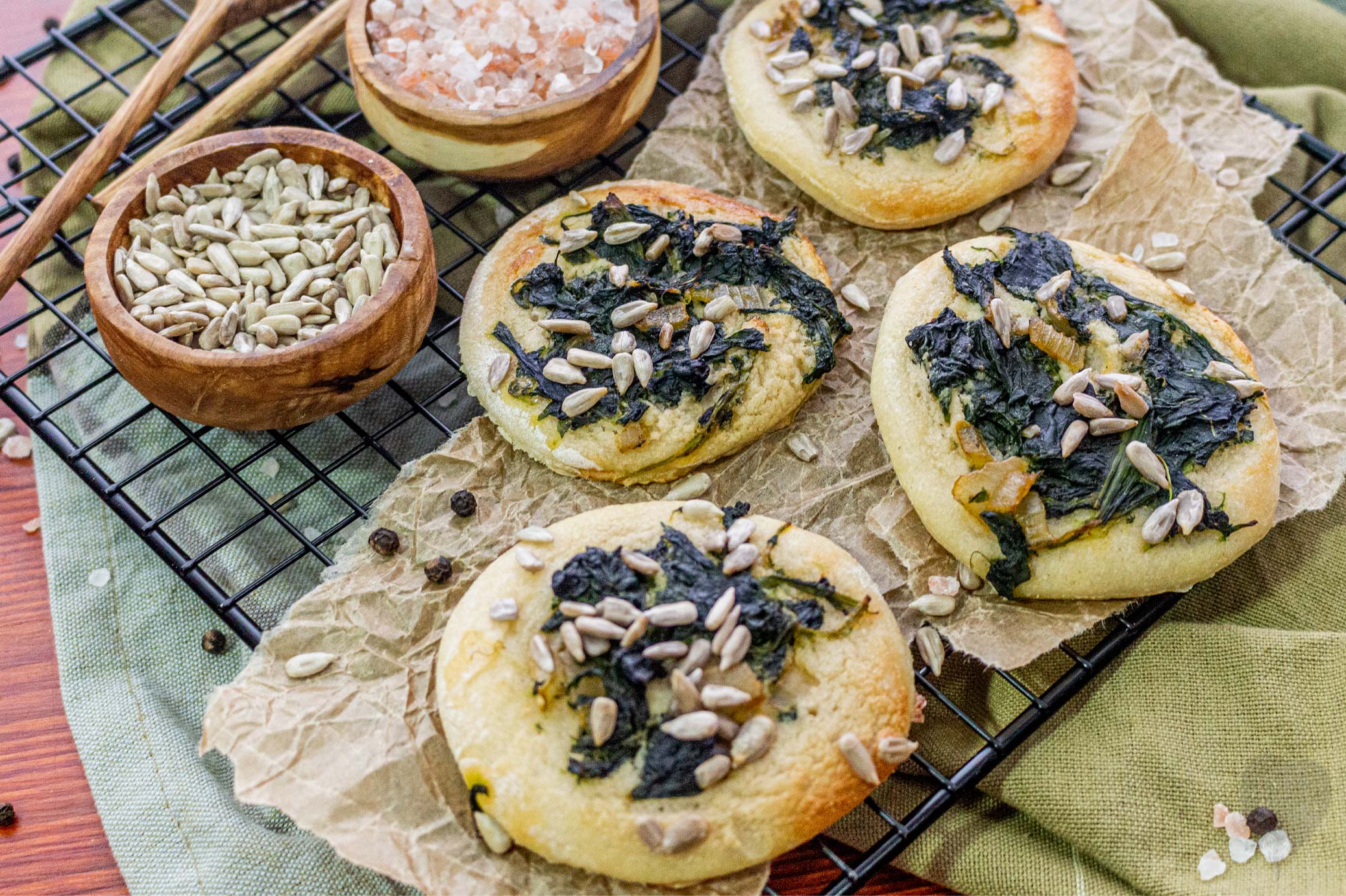 vegane Spinat Mini Pizzen